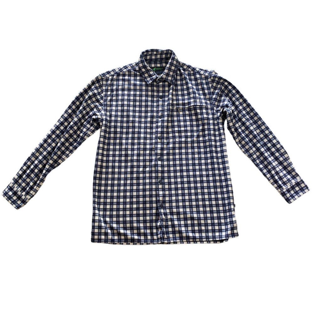 EMS Eastern Mountain Sports Fleece Mens Button Front Size Medium Blue Plaid